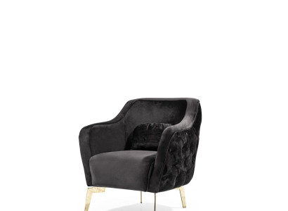 Armchair Chesterfield wing chair Fabric Living room Polyester Black